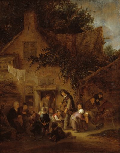 Orgelsliberen udenfor et sommerhus af Adriaen van Ostade