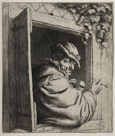 Rygeren ved vinduet af Adriaen van Ostade