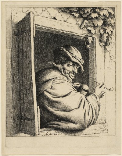 Rygeren ved vinduet af Adriaen van Ostade