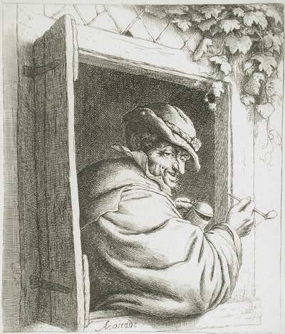 Rygeren ved vinduet af Adriaen van Ostade
