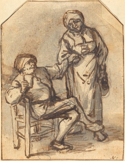 To Bønder der drikker af Adriaen van Ostade