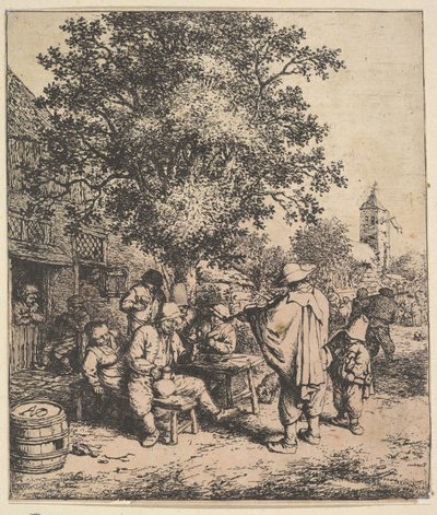 Violinist og lille organkværn, 1610-85. af Adriaen van Ostade