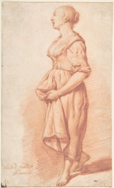 Ein junges Mädchen, das nach links geht af Adriaen van de Velde