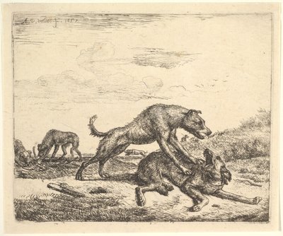 Kamphunde, fra forskellige dyr, 1657. af Adriaen van de Velde