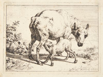 Får og to lam af Adriaen van de Velde