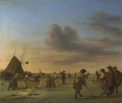 Golfaajia jäällä lähellä Haarlemia af Adriaen van de Velde