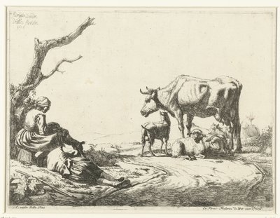 Hyrde og hyrde med husdyr af Adriaen van de Velde