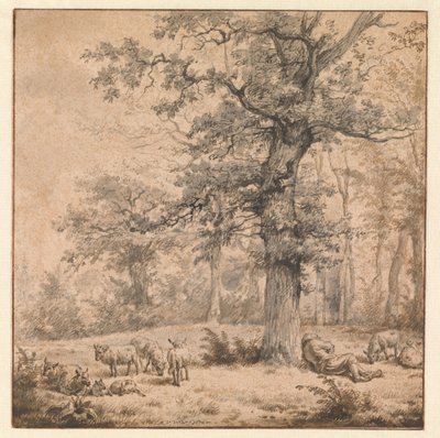 Landskab med sovende hyrde af Adriaen van de Velde