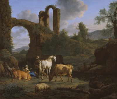 Pastoralt landskab med ruiner, 1664 af Adriaen van de Velde
