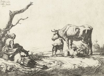 Hyrde og hyrde med kvæg, 1653 af Adriaen van de Velde