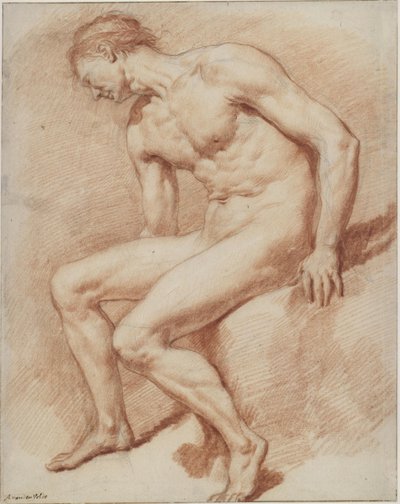 Siddende mandlig akt af Adriaen van de Velde