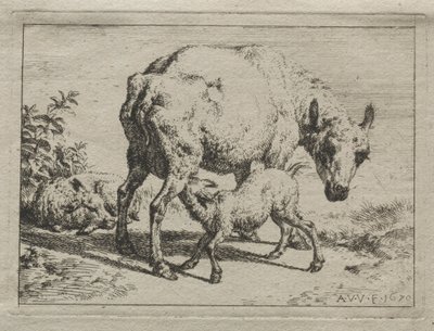 Moden og de to lam, 1670. af Adriaen van de Velde
