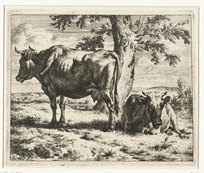To køer under et træ Køer og får (serietitel) af Adriaen van de Velde