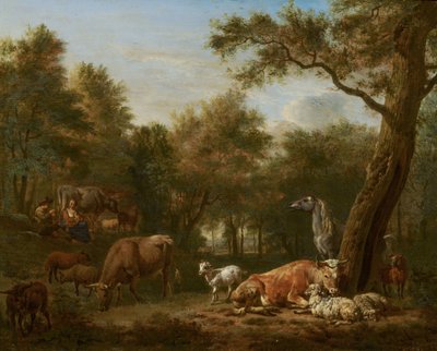 Skovklædt landskab med kvæg af Adriaen van de Velde