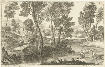 Landskab med to fiskere De to fiskere Landskaber, serie tre (serietitel) af Adriaen van der Kabel