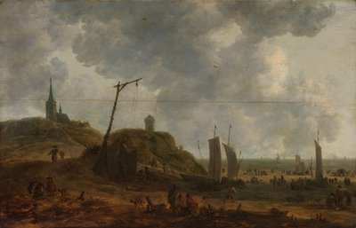Stranden ved Katwijk af Adriaen van der Kabel