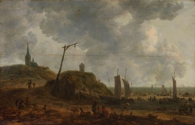 Stranden ved Katwijk af Adriaen van der Kabel