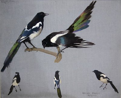 Magpies (olie på lærred) af Adrian Scott Stokes