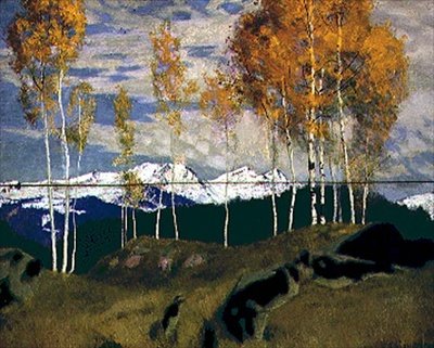 Sne i Dolomitterne (olie på panel) af Adrian Scott Stokes