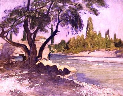 The Durance i Sisteron, Frankrig (akvarel på papir) af Adrian Scott Stokes