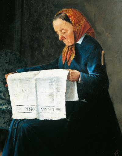 Læser avis, af Adriano Cecioni (1836-1886), olie på pap, 31x23 cm af Adriano Cecioni