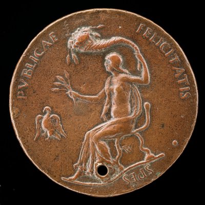Felicitas Siddende, Holdende Korn og Waving Cornucopiae [omvendt], 1494 eller før. af Adriano Fiorentino