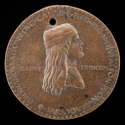 Ferdinand II af Aragon, død 1496, prins af Capua og konge af Napoli 1495 [obv], 1494 eller før. af Adriano Fiorentino
