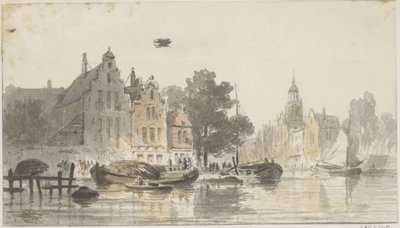 Bybillede med kanal af Adrianus Eversen