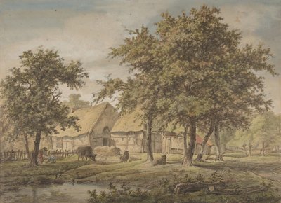 Landskab med stuehus, 1757-1837. af Adrianus de Visser