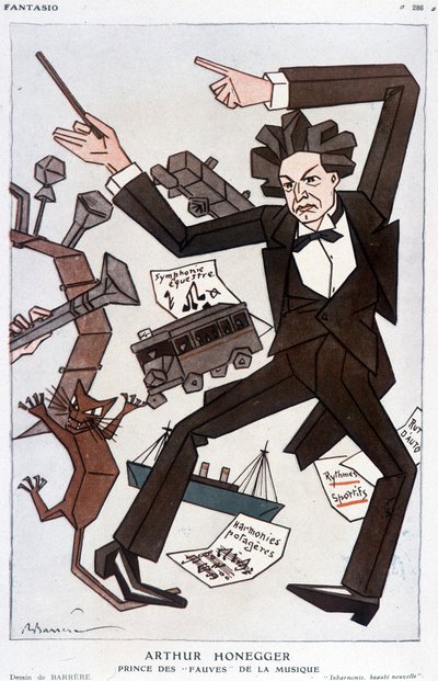 Tegnefilm af Arthur Honegger "Prince of the Fauves of Music"", schweizisk komponist (1892-1955) - af Barrère, i "" Fantasio""" fra 01/01/1930 af Adrien Barrere