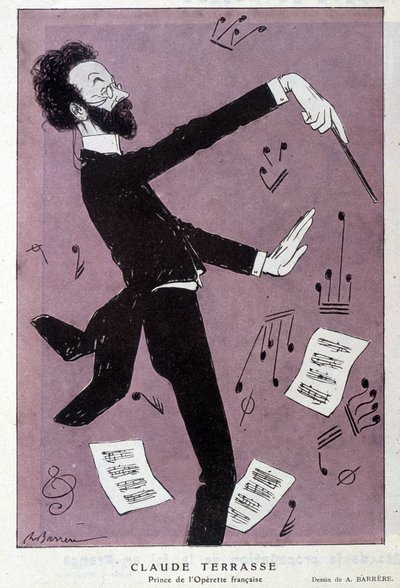 Tegnefilm af Claude Antoine Terrasse (1867-1925), fransk komponist: Prinsen af ​​operetten française. I Fantasio. Tegning af Barrere. af Adrien Barrere