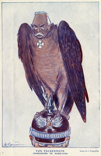 Tegneserie af den tyske general Erich von Falkenhayn (1861-1922) (underret Charognard) i "" Fantasio"" 1916 - Illustration af Adrien Barrere (1877-1931) af Adrien Barrere