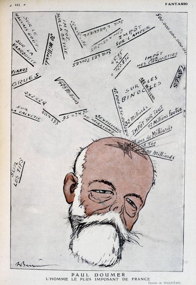 Tegneserie af Paul Doumer - Illustration af Adrien Barrere (1877-1931) i "" Fantasio"" fra 15/05/1921 af Adrien Barrere