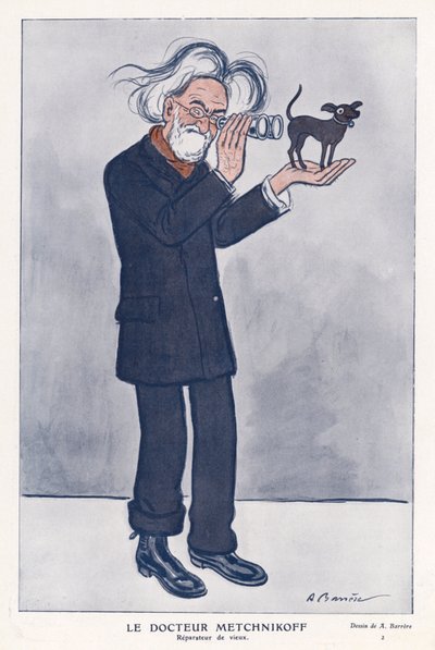 Elie Metchnikoff, russisk zoolog (farve litho) af Adrien Barrere