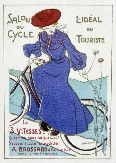 Fair of the cyklus, idealet om turisme. Reklame for A. Brossard cykler, guldmedalje i Macon i 1903. Illustration af Barrere stammer fra begyndelsen af det 20. århundrede. af Adrien Barrere