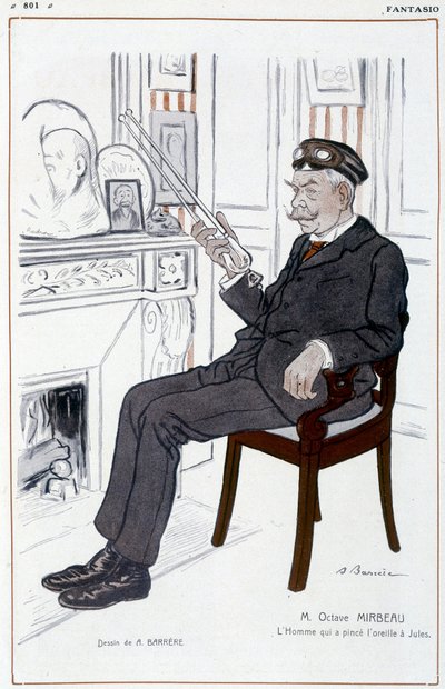 Humoristisk tegning på Octave Mirbeau af Barrère - i "" Fantasio"", fra 01/04/1908 af Adrien Barrere
