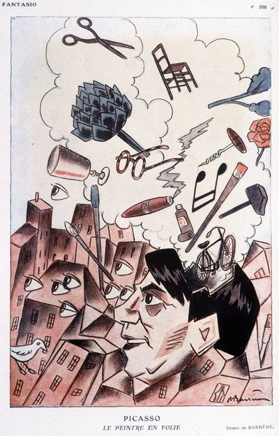 Humoristisk tegning på Pablo Picasso af Barrère - i "" Fantasio"", fra 15/11/1928. af Adrien Barrere