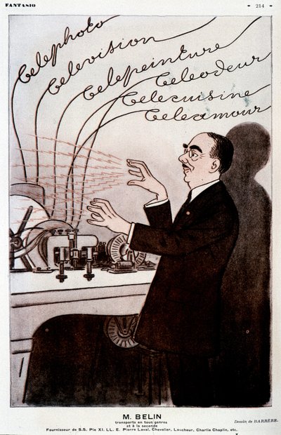 Humoristisk billede om Belin og hans belinograf - af Barrère, i "" Fantasio"" fra 01/12/1931 af Adrien Barrere