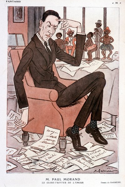 Humoristisk portræt af Paul Morand - af Barrère i "Fantasio"" fra 15/09/1928 af Adrien Barrere