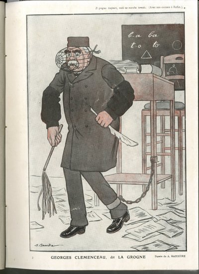 Illustration af A Barrere (1874-1931) i "Fantasio"", 01/05/16 - Georges Clemenceau, dit La Grogne - 14. -18. krig, Censur - Clemenceau George af Adrien Barrere