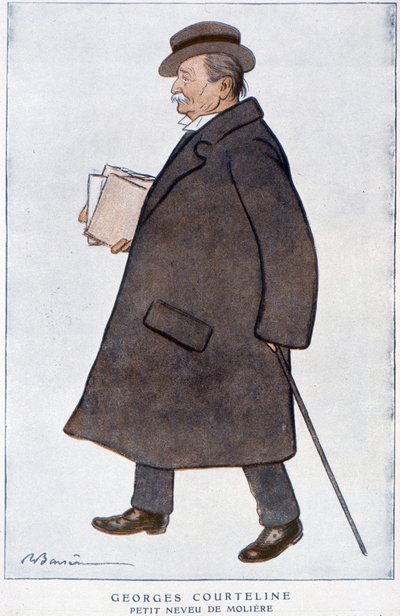 Portræt af Georges Courteline. Tegning af Barrere - i Fantasio, februar 1922. af Adrien Barrere
