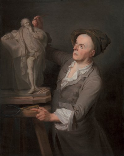 Louis-Francois Roubiliac modellerer sit monument til Shakespeare af Adrien Carpentiers