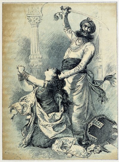 Beard Bleue - i "Les Tales de Fées"" af Charles Perrault, illustrationer af Adrien Marie af Adrien Emmanuel Marie
