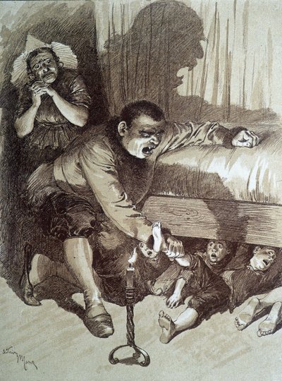 Toddler Thumb - i "" Fairy Tales"" af Charles Perrault, illustrationer af Adrien Marie af Adrien Emmanuel Marie