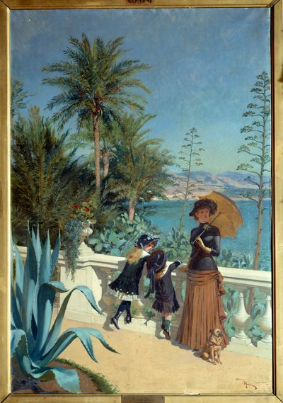 Terrasse i Monte Carlo. Maleri af Adrien Marie (1848-1891) af Adrien Emmanuel Marie