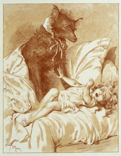 Den Lille Rødhætte - i "Eventyrene" af Charles Perrault, illustrationer af Adrien Marie af Adrien Emmanuel Marie