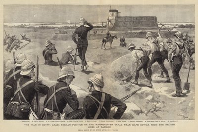 Krigen i Egypten, arabisk Pashas position på Mahmoudieh-kanalen nær Kafr Dowar fra de britiske linjer ved Ramleh af Adrien Emmanuel Marie