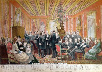 Victor Hugos Salon, 21 rue de Clichy, Paris, december 1875 (farvegravering) af Adrien Emmanuel Marie