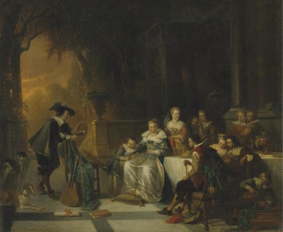 John Dryden læser et af sine digte for retten, 1869 af Adrien Ferdinand de Braekeleer