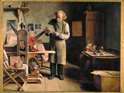 The Printer (maleri på lærred) af Adrien Ferdinand de Braekeleer